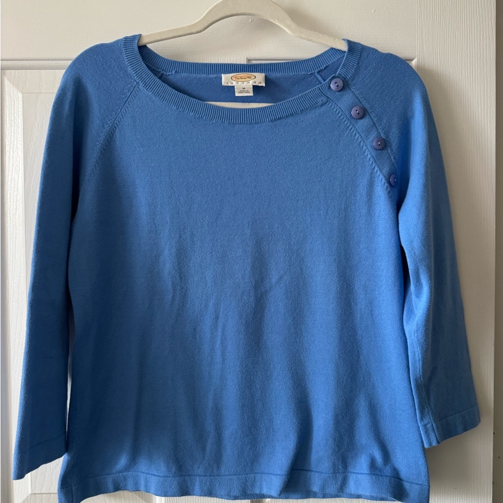 Talbots Sweater, MP, Periwinkle, raglan, three-quarter sleeves, slip over NWOT